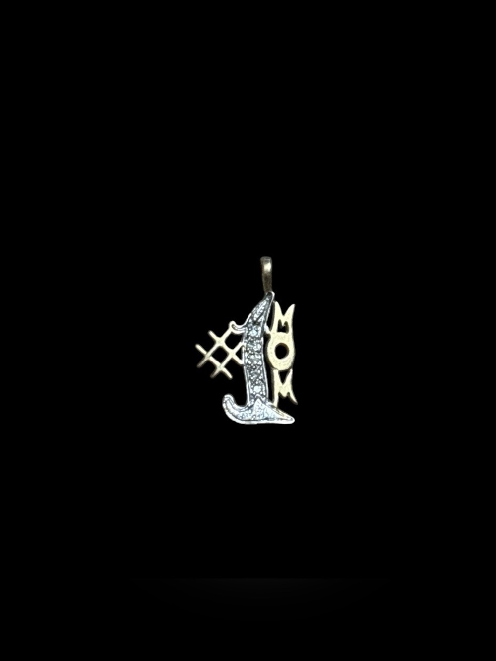 14k White and Yellow Gold '#1 Mom' Pendant Charm
